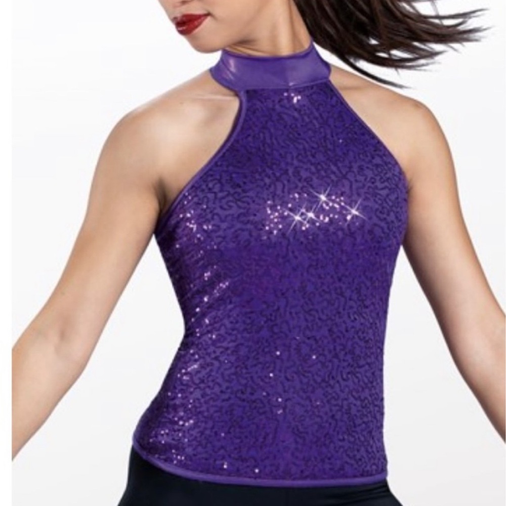 Purple Sequin Halter Top